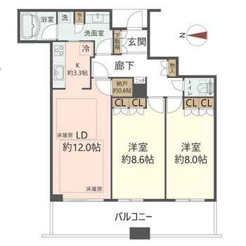 ～ジオタワー宝塚ＥＡＳＴ～　１８階 2LDK、価格4490万円、専有面積75.98m<sup>2</sup>、バルコニー面積16.24m<sup>2</sup> 75.98m<sup>2</sup>、2LDK