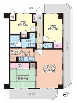 コスモ桃山南口 3LDK、価格2180万円、専有面積72.69m<sup>2</sup>、バルコニー面積26.31m<sup>2</sup> 