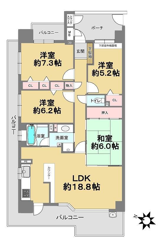 ヴィルヌーブガーデンズ千里山西 2階 4LDK 物件詳細
