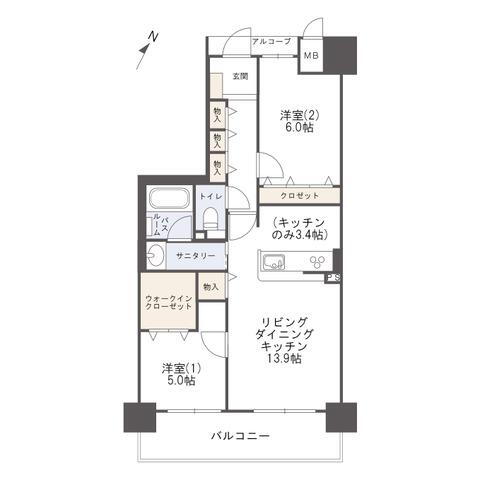 アルファスマート丸亀城西Ⅱ 6階 2LDK 物件詳細