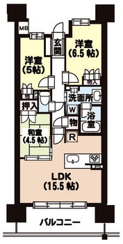 ウェリス南持田風香館 3LDK、価格3460万円、専有面積71.28m<sup>2</sup>、バルコニー面積12m<sup>2</sup> 