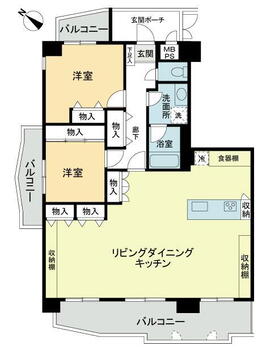 ライオンズマンション今治城前 2LDK、価格1380万円、専有面積96.06m<sup>2</sup>、バルコニー面積22.25m<sup>2</sup> 