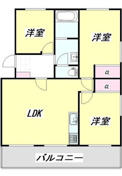 エメラルドマンション高陽矢口 3LDK、価格1397万円、専有面積68.07m<sup>2</sup>、バルコニー面積4m<sup>2</sup> 