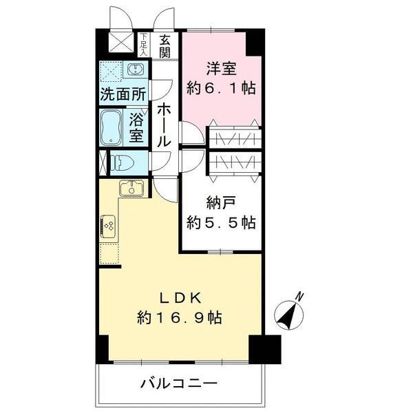 ライオンズマンション古江西Ａ棟 1LDK+S（納戸）、価格1949万円、専有面積62.6m<sup>2</sup>、バルコニー面積8.4m<sup>2</sup> 