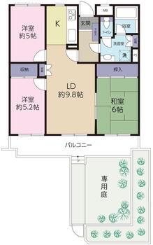 東雲本町パークマンション 3LDK、価格2495万円、専有面積65.7m<sup>2</sup>、バルコニー面積13.05m<sup>2</sup> 