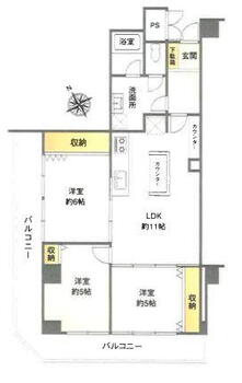 ダイアパレス己斐 3LDK、価格2980万円、専有面積66.52m<sup>2</sup>、バルコニー面積20.12m<sup>2</sup> 南西角部屋です！