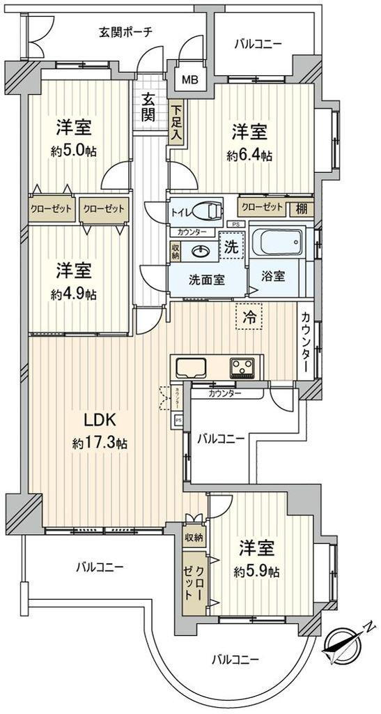 フローレンス緑井ガーデンコート 2階 4LDK 物件詳細