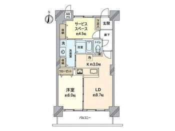 アルファステイツ平和町 1LDK+S、価格2999万円、専有面積53.44m<sup>2</sup>、バルコニー面積9.6m<sup>2</sup> 便利な全居室収納スペース付！1SLDKのお部屋です。