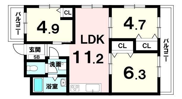 ローズマンション波之上 4階 3LDK 物件詳細