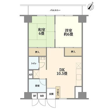 トピレック博多 2DK、価格998万円、専有面積46.75m<sup>2</sup>、バルコニー面積5.5m<sup>2</sup> 