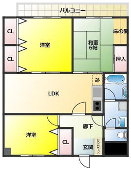 ヴィアーバン本町 3LDK、価格698万円、専有面積61.82m<sup>2</sup> 