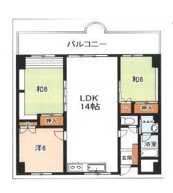 第５労住ビル８０３号室 3LDK、価格1999万円、専有面積73.02m<sup>2</sup>、バルコニー面積5.4m<sup>2</sup> 