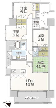 ＭＪＲ上本町 4LDK、価格3480万円、専有面積84.71m<sup>2</sup>、バルコニー面積16.41m<sup>2</sup> 