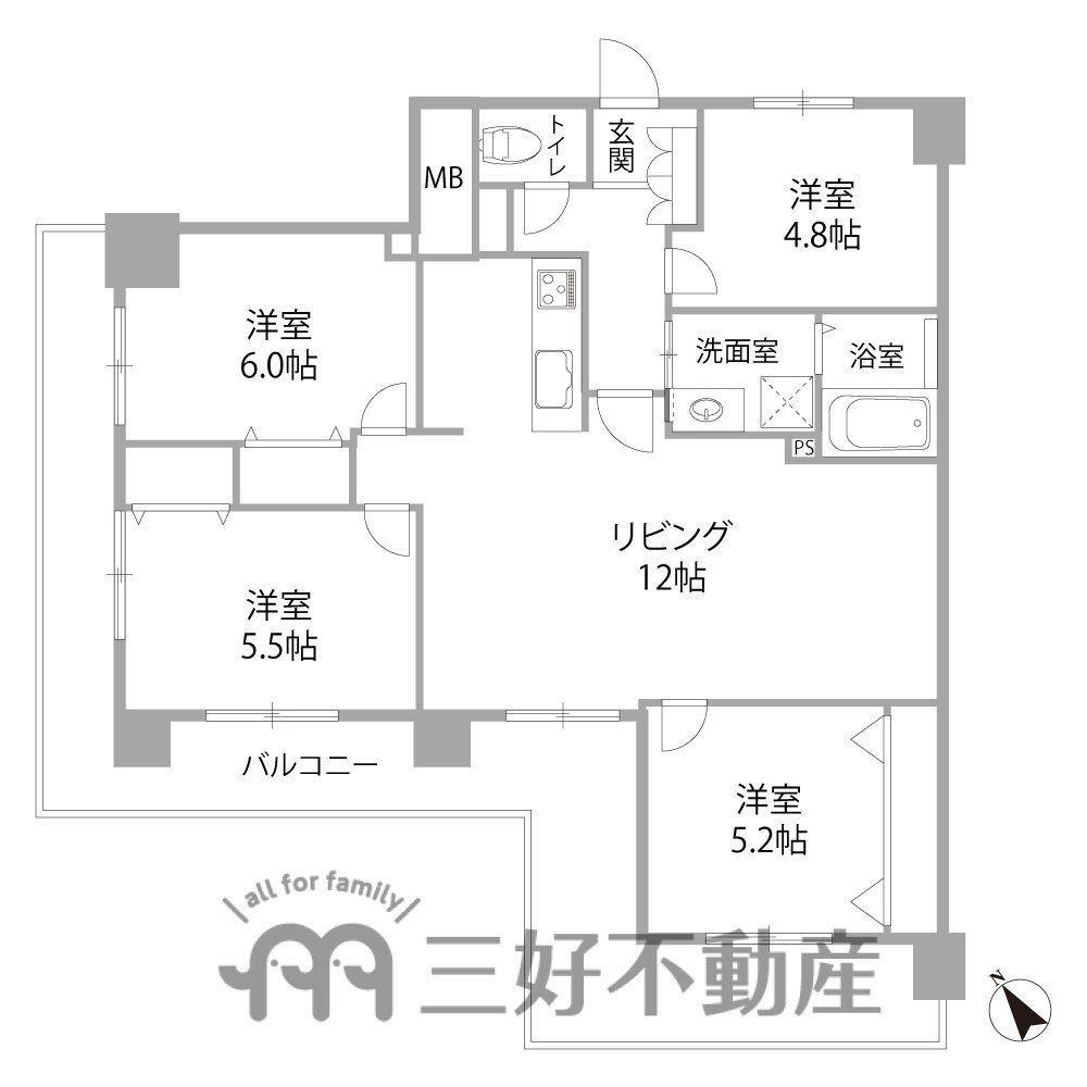 アムール板付 4階 4LDK 物件詳細