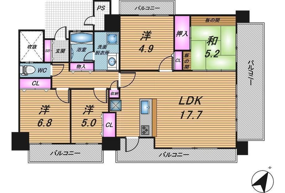 ミオビエント豊崎 14階 4LDK 物件詳細