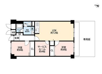大橋バーデンハイツ１０３号室 2LDK+S（納戸）、価格1349万円、専有面積69.75m<sup>2</sup> 
