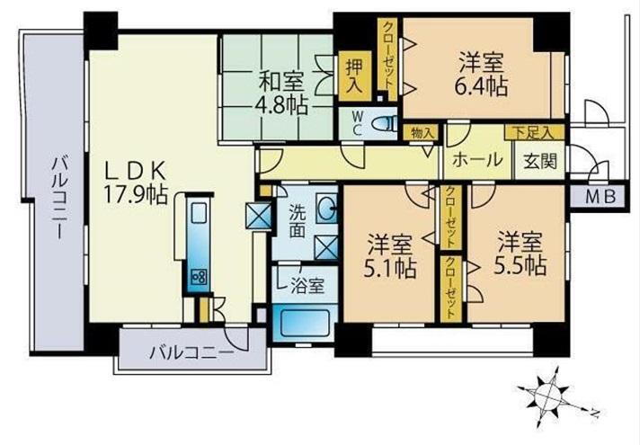 ジェイロイヤル夜宮 4階 4LDK 物件詳細