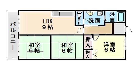須賀町マンション 3LDK、価格230万円、専有面積58.65m<sup>2</sup>、バルコニー面積5.4m<sup>2</sup> 