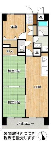 コアマンション慶徳 3DK、価格1320万円、専有面積64.26m<sup>2</sup>、バルコニー面積8.37m<sup>2</sup> 