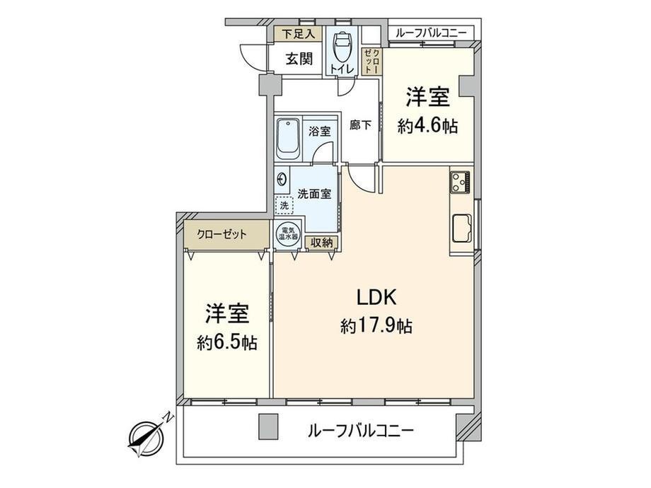 ロワールマンション南福岡 2LDK、価格2190万円、専有面積65.51m<sup>2</sup> 間取図