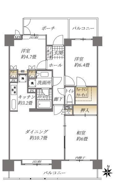 原パークホームズ 3階 3LDK 物件詳細