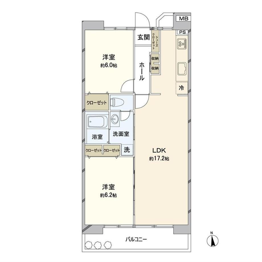 パークタウン大手町　一号棟 2階 2LDK 物件詳細