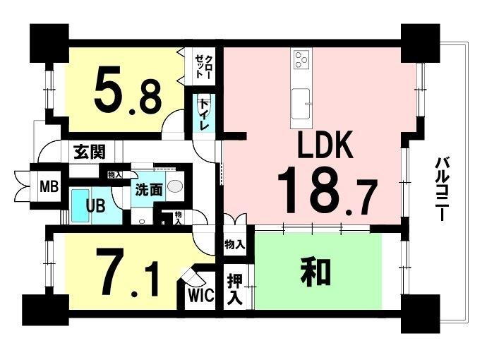 リビオ明野中央クレア 3LDK、価格2650万円、専有面積81.1m<sup>2</sup> 全居室収納がある３LDKです。