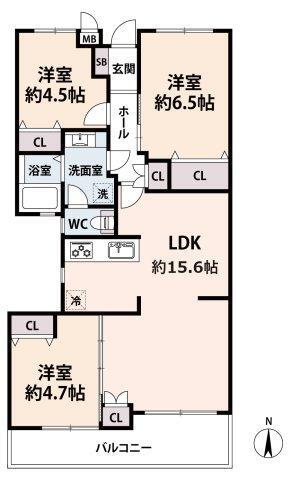 ネオハイツ新室見 3LDK、価格2190万円、専有面積69.4m<sup>2</sup>、バルコニー面積9.79m<sup>2</sup> 間取図 ※現況を優先とします。