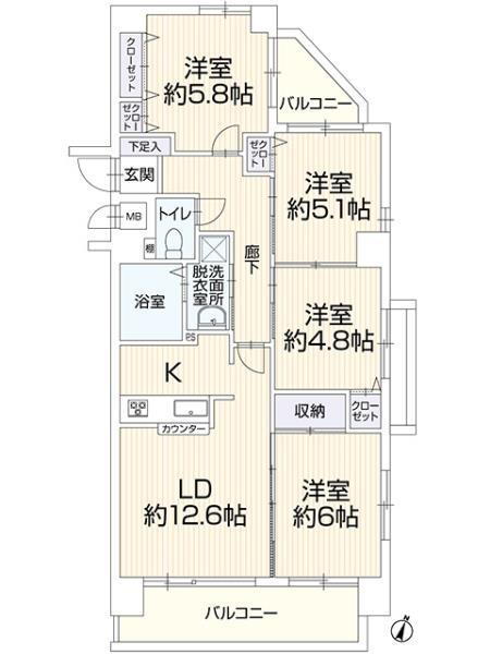 モントーレ長尾　５０３号 5階 4LDK 物件詳細