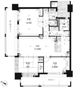 アールフォーレ戸畑駅東１番館 3LDK、価格2480万円、専有面積89.1m<sup>2</sup>、バルコニー面積28.66m<sup>2</sup> 