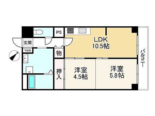 山科セントラルハイツ 4階 2LDK 物件詳細