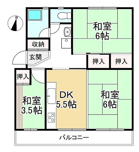鈴蘭台第６住宅３号棟 3階 3DK 物件詳細