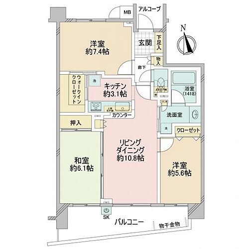 多摩川テラス 6階 3LDK 物件詳細