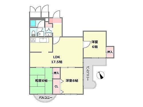 コスモハイツニュー甲子園 3階 3LDK 物件詳細