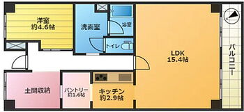 コンドミニアム坂戸 居室1部屋の1LDKです。パントリーや土間収納など収納スペースが充実しています。