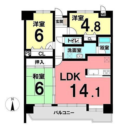 中古マンション　サンハウス岩倉駅 9階 3LDK 物件詳細