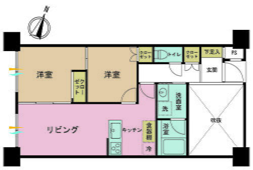錦糸町第３ローヤルコーポ 1LDK+S（納戸）、専有面積47.23m2、バルコニー面積7.98m2