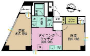 エフビル 2DK、専有面積48.9?、バルコニー面積48.9? 