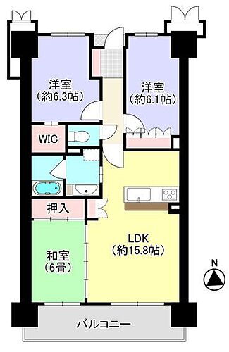 サーパス秋田駅前　９０３号 各居室収納付きの3LDK