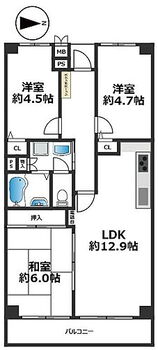 須磨・名谷ハウス２号棟 〇間取りは3LDK、価格は780万円、専有面積は62.33？、バルコニーは9.00？です♪　