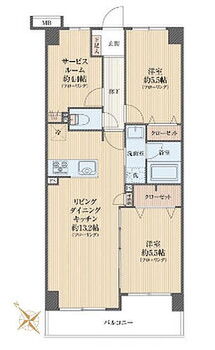 ダイアパレス川越霞ヶ関 専有面積61.02平米、バルコニー面積7.00平米〜眺望良好な2SLDK