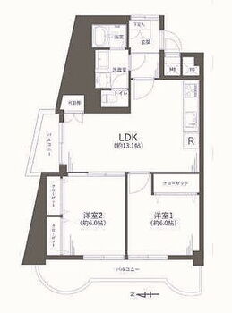 フルリノベ済　チサンマンション八王子 2LDK、専有面積63.44m2、バルコニー面積11.14m2