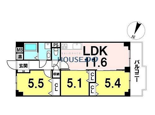 明石ダイヤハイツ２号棟 4階 3LDK 物件詳細