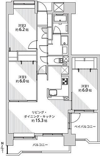 野村ステイツ大和町公園通り 陽当たり良好の南向きバルコニー。11階高層につき見晴らしの良い眺望です。全居室6.0帖超えのゆとりある広さ。洋室1には奥行きあるクローゼットがございます。