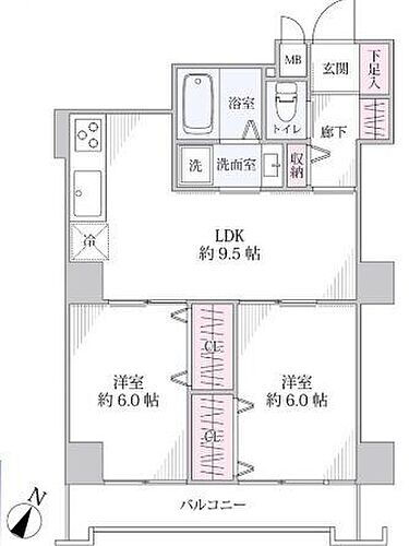 キャッスルマンション立花 6階 2LDK 物件詳細