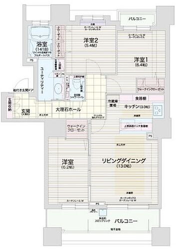 グランファーレ札幌山鼻ロワイヤル 2階 3LDK 物件詳細