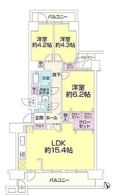 船橋ビレジ 専有面積70.93平米　バルコニー面積16.27平米