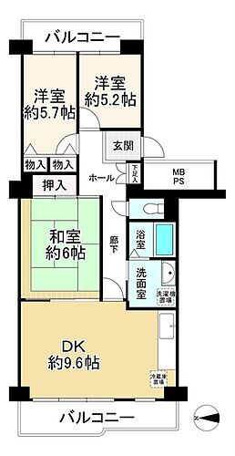 千里台スカイハイツＣ棟 6階 3DK 物件詳細