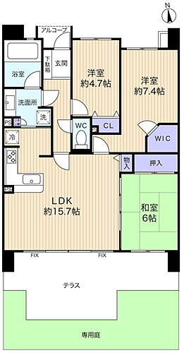 レクセルマンション村上マインズ ゆったり暮らせる3LDK　プライバシー性の高いテラスと専用庭がとても魅力的なお部屋