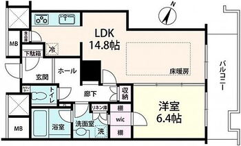 ザ・タワー大阪 ≪間取り図≫？ 15階部分・北東向き・1LDKの間取りです。